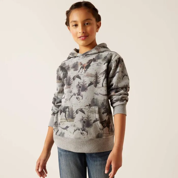 Sweatshirts and Hoodies Kids Ariat Misty Horse Hoodie Heather Grey