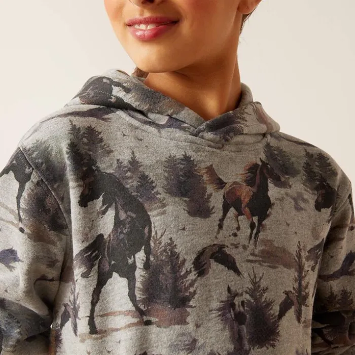 Sweatshirts and Hoodies Kids Ariat Misty Horse Hoodie Heather Grey Sweatshirts and Hoodies Kids Ariat Misty Horse Hoodie Heather Grey