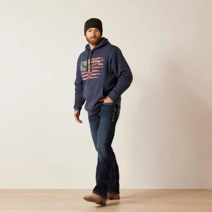 Sweatshirts and Hoodies Men Ariat American Steer Hoodie Navy Heather Sweatshirts and Hoodies Men Ariat American Steer Hoodie Navy Heather