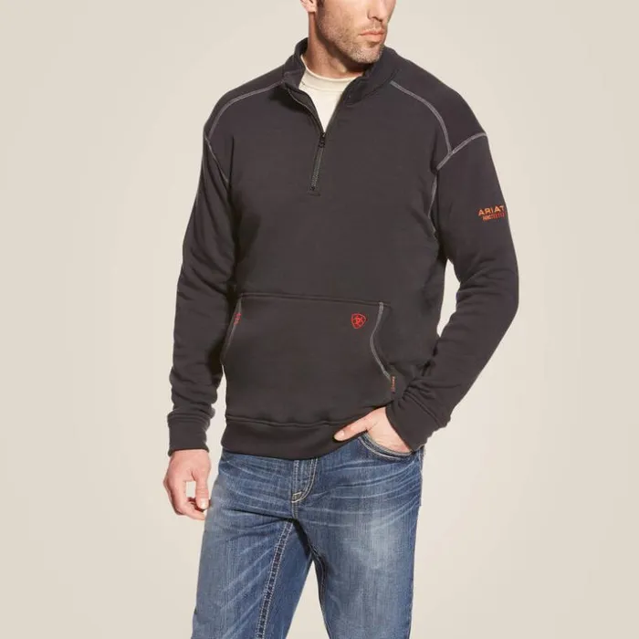 Sweatshirts and Hoodies Men Ariat FR Polartec Fleece 14 Zip Top Black