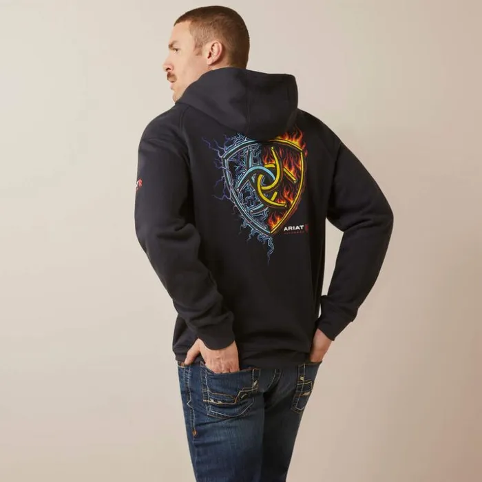 Sweatshirts and Hoodies Men Ariat FR Rev Shock Fire Hoodie Black