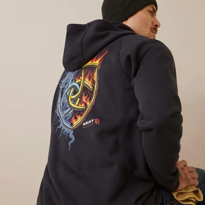 Sweatshirts and Hoodies Men Ariat FR Rev Shock Fire Hoodie Black Sweatshirts and Hoodies Men Ariat FR Rev Shock Fire Hoodie Black