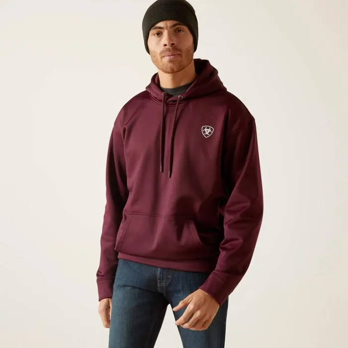 Sweatshirts and Hoodies Men Ariat Logo Tek Fleece Hoodie Malbec Heather