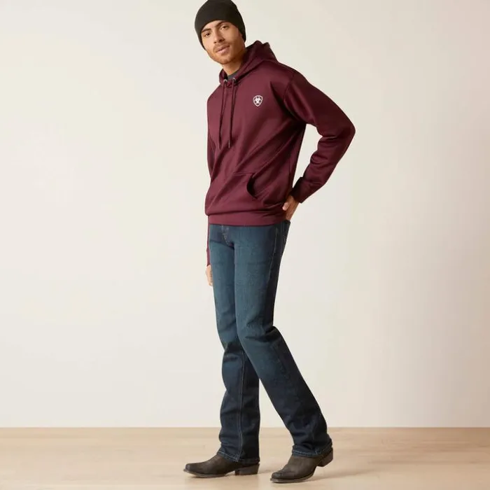 Sweatshirts and Hoodies Men Ariat Logo Tek Fleece Hoodie Malbec Heather