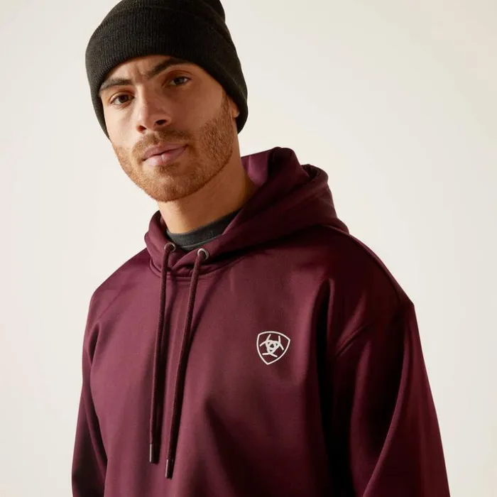 Sweatshirts and Hoodies Men Ariat Logo Tek Fleece Hoodie Malbec Heather