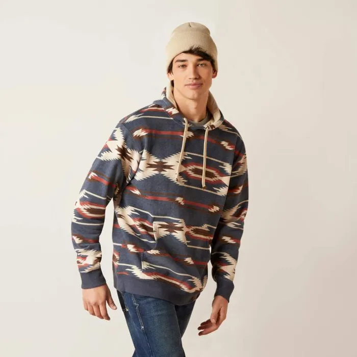 Sweatshirts and Hoodies Men Ariat Printed Chimayo Hoodie Navy