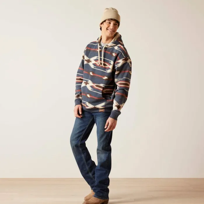 Sweatshirts and Hoodies Men Ariat Printed Chimayo Hoodie Navy Sweatshirts and Hoodies Men Ariat Printed Chimayo Hoodie Navy