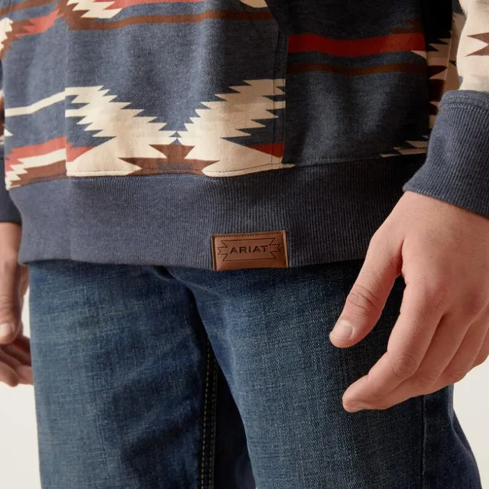 Sweatshirts and Hoodies Men Ariat Printed Chimayo Hoodie Navy Sweatshirts and Hoodies Men Ariat Printed Chimayo Hoodie Navy