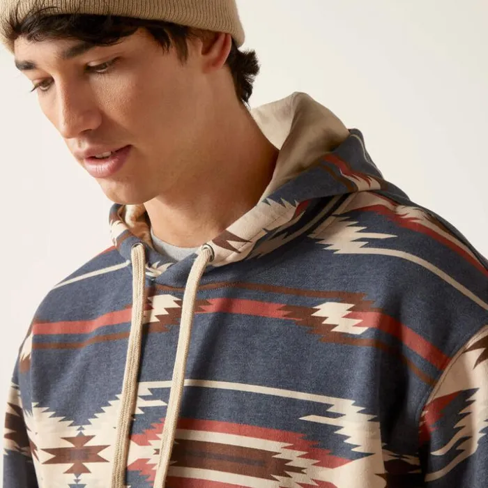 Sweatshirts and Hoodies Men Ariat Printed Chimayo Hoodie Navy Sweatshirts and Hoodies Men Ariat Printed Chimayo Hoodie Navy