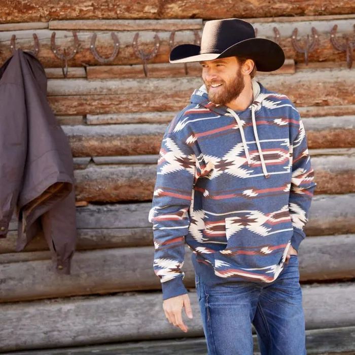 Sweatshirts and Hoodies Men Ariat Printed Chimayo Hoodie Navy Sweatshirts and Hoodies Men Ariat Printed Chimayo Hoodie Navy