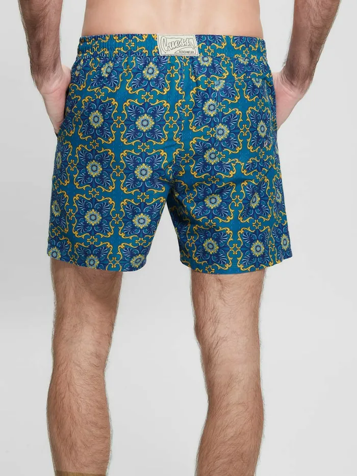 Swim Mosaic Swim Trunks GoldBlue Chain 8211 GUESS Men Swim Mosaic Swim Trunks GoldBlue Chain 8211 GUESS Men