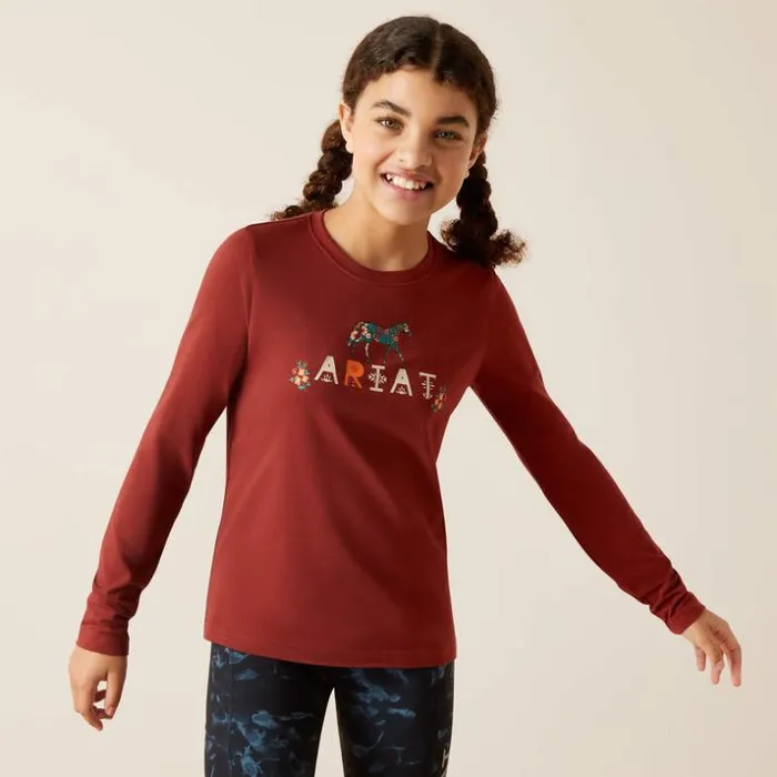 TShirts and Polos Kids Ariat Blossom Pony TShirt Fired Brick
