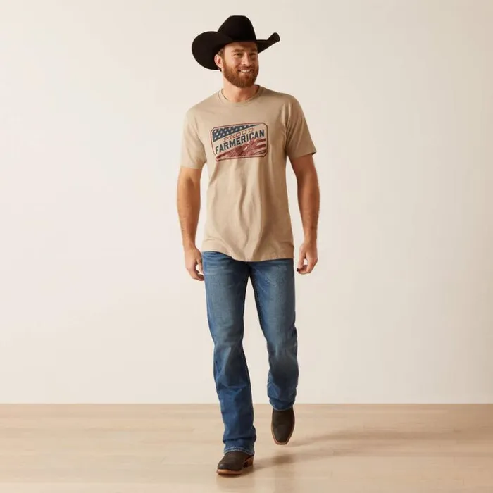 TShirts and Polos Men Ariat Ariat Farmerican TShirt Oatmeal Heather TShirts and Polos Men Ariat Ariat Farmerican TShirt Oatmeal Heather