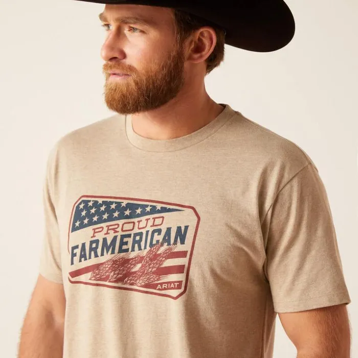 TShirts and Polos Men Ariat Ariat Farmerican TShirt Oatmeal Heather TShirts and Polos Men Ariat Ariat Farmerican TShirt Oatmeal Heather