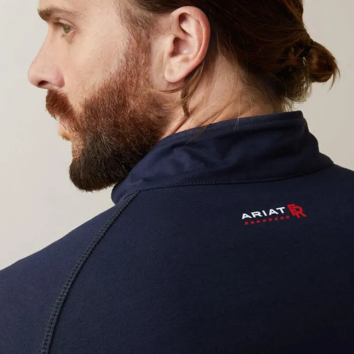 TShirts and Polos Men Ariat FR Combat Stretch Patriot 14 Zip Work Shirt Navy