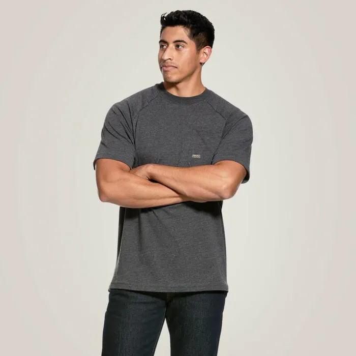 TShirts and Polos Men Ariat Rebar Cotton Strong TShirt Charcoal Heather
