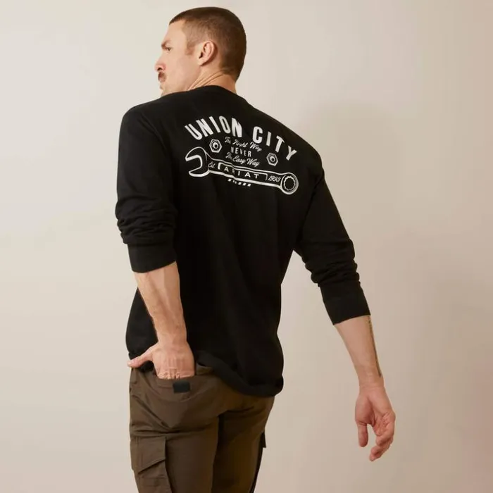 TShirts and Polos Men Ariat Rebar Cotton Strong Union City Black