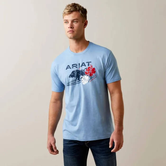 TShirts and Polos Men Ariat SurfBoarding Western Aloha TShirt Light Blue Heather TShirts and Polos Men Ariat SurfBoarding Western Aloha TShirt Light Blue Heather