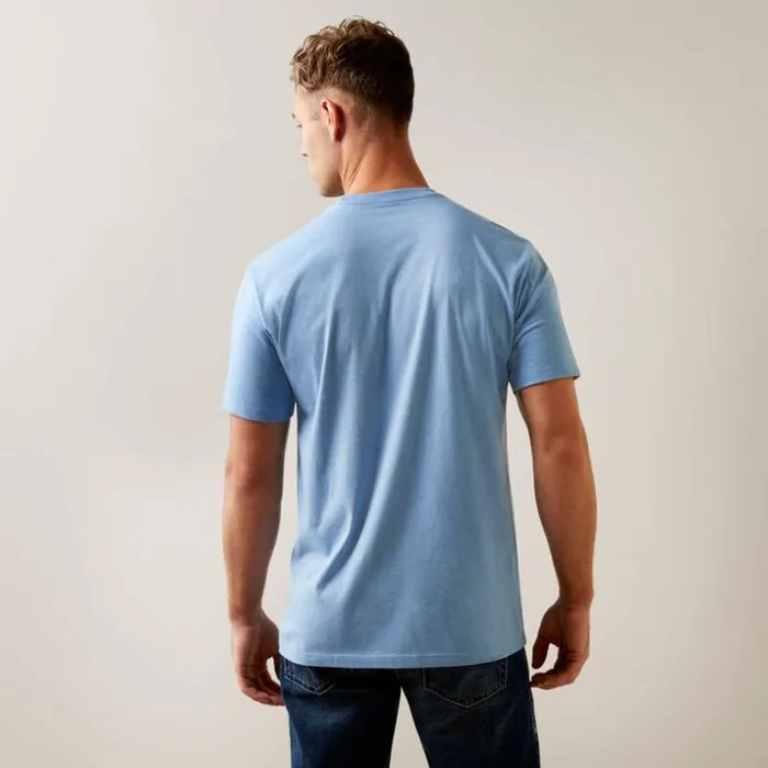 TShirts and Polos Men Ariat SurfBoarding Western Aloha TShirt Light Blue Heather