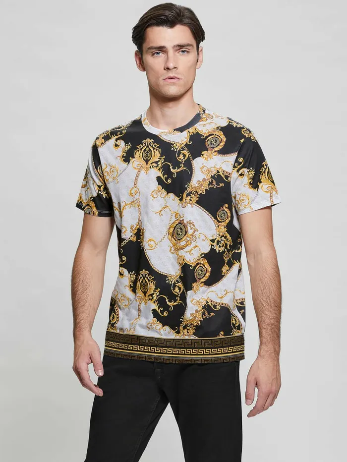 TShirts and Tanks GUESS Men Eco Quattro G Gold Chain Tee Pure White Multi TShirts and Tanks GUESS Men Eco Quattro G Gold Chain Tee Pure White Multi