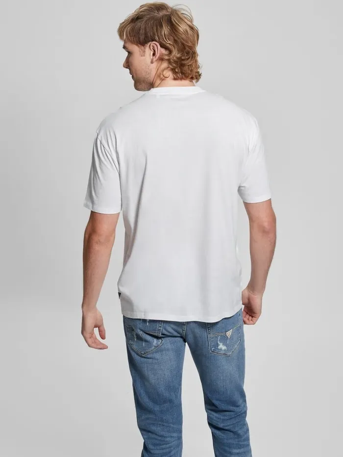TShirts and Tanks GUESS Men Embroidered Arrival Date Tee Pure White TShirts and Tanks GUESS Men Embroidered Arrival Date Tee Pure White