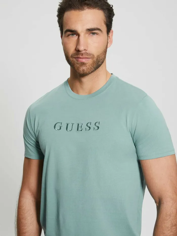 TShirts and Tanks GUESS Men Embroidered Logo Tee Honest Blue