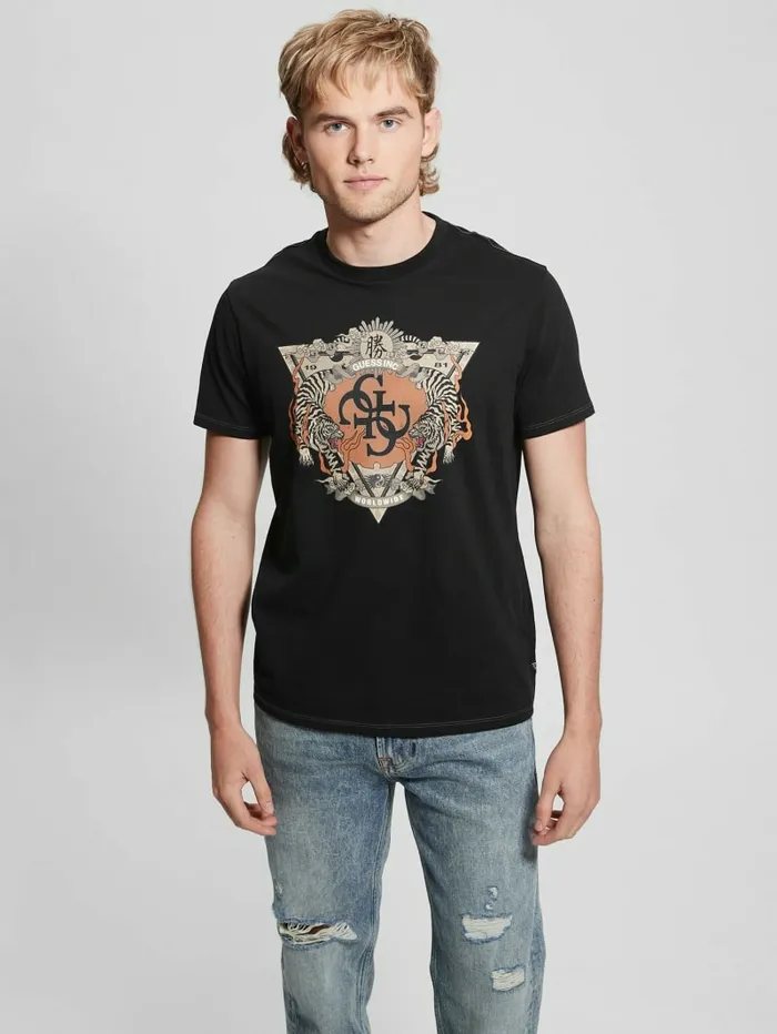 TShirts and Tanks GUESS Men TriTiger Emblem Tee Black