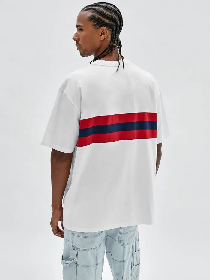 TShirts and Tanks GUESS Originals Varsity Striped Tee Pure White Multi 8211 GUESS Men