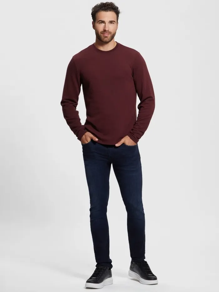 TShirts and Tanks Men Textured Longsleeve Tee Red Noir GUESS TShirts and Tanks Men Textured Longsleeve Tee Red Noir GUESS