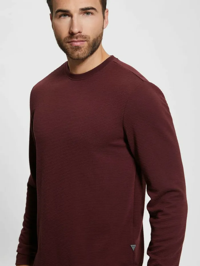 TShirts and Tanks Men Textured Longsleeve Tee Red Noir GUESS TShirts and Tanks Men Textured Longsleeve Tee Red Noir GUESS
