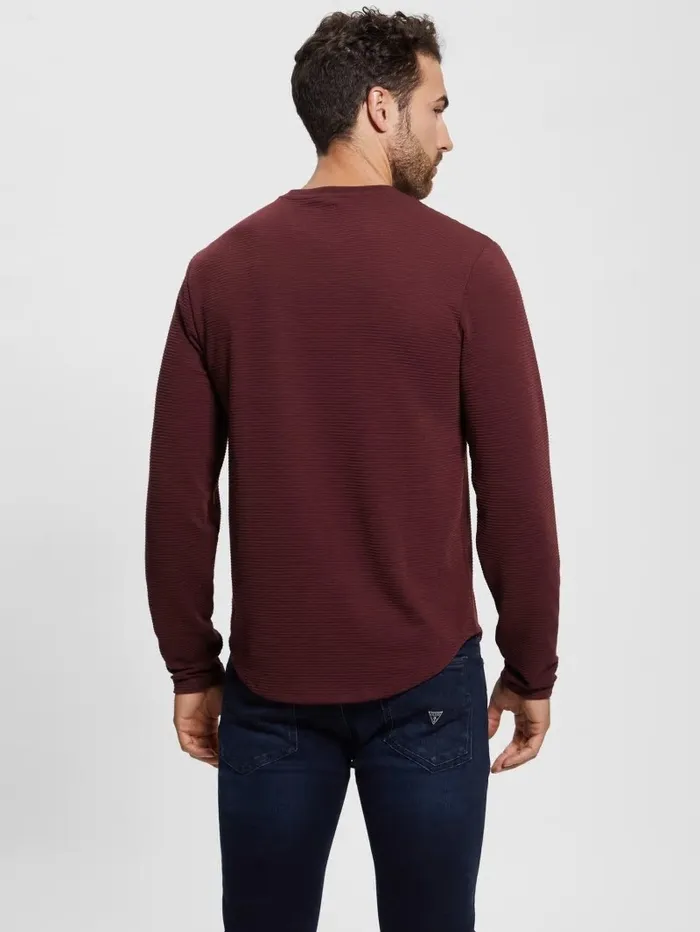 TShirts and Tanks Men Textured Longsleeve Tee Red Noir GUESS TShirts and Tanks Men Textured Longsleeve Tee Red Noir GUESS