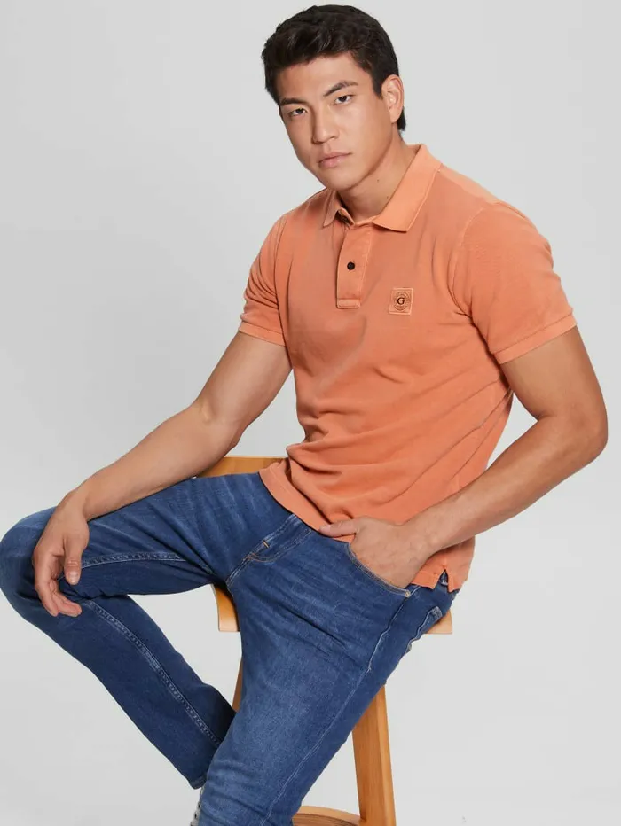 TShirts and Tanks Men Washed Polo Island Sunset GUESS
