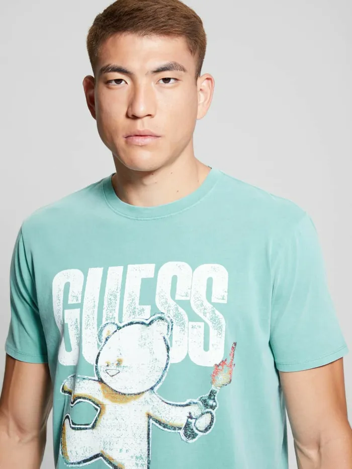 TShirts and Tanks Teddy Bear Graphic Tee Aqua Tile Multi GUESS Men