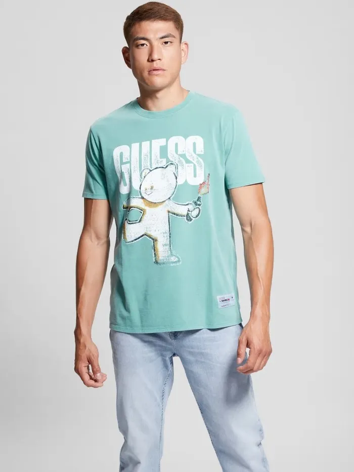 TShirts and Tanks Teddy Bear Graphic Tee Aqua Tile Multi GUESS Men TShirts and Tanks Teddy Bear Graphic Tee Aqua Tile Multi GUESS Men