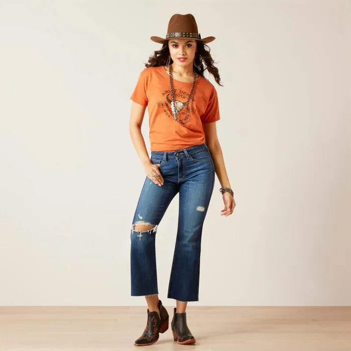 TShirts and Tops Women Ariat Ariat Bison Skull TShirt Adobe Heather TShirts and Tops Women Ariat Ariat Bison Skull TShirt Adobe Heather