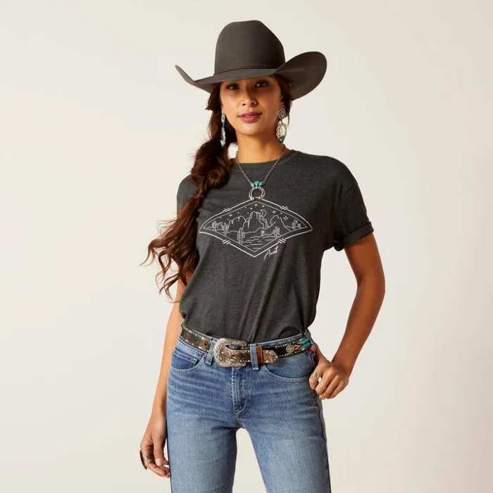 TShirts and Tops Women Ariat Ariat Desert Diamond TShirt Charcoal Heather