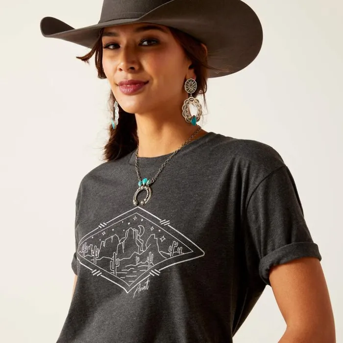 TShirts and Tops Women Ariat Ariat Desert Diamond TShirt Charcoal Heather TShirts and Tops Women Ariat Ariat Desert Diamond TShirt Charcoal Heather