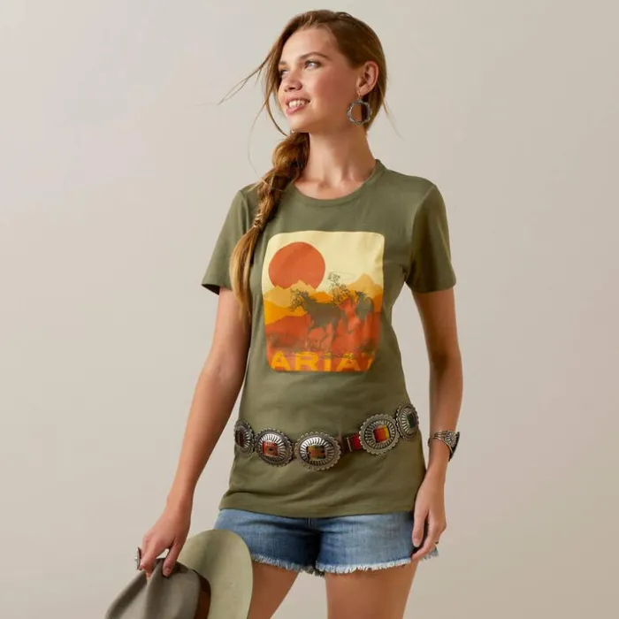 TShirts and Tops Women Ariat Ariat Mustang Fever TShirt Military Heather