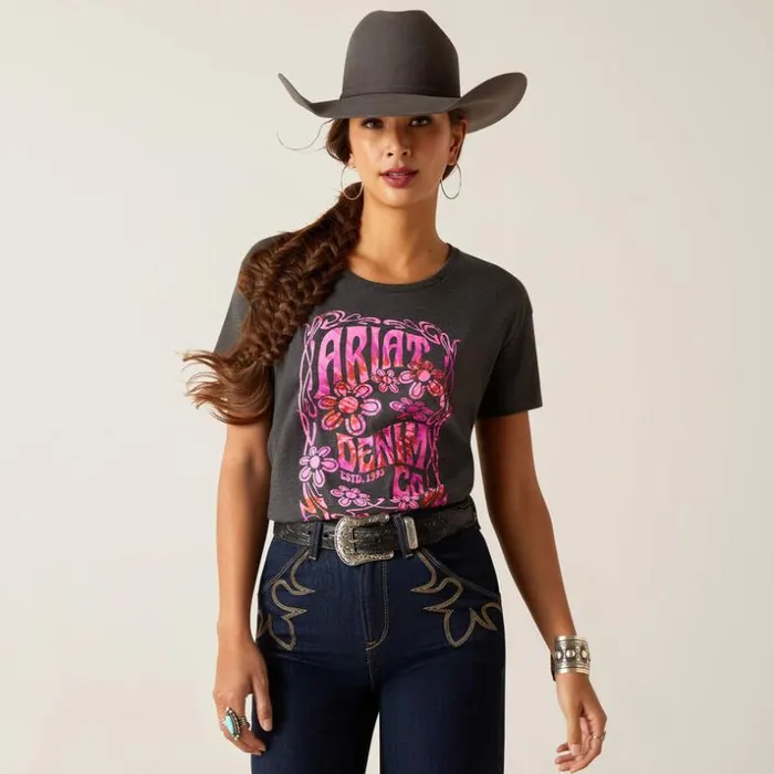 TShirts and Tops Women Ariat Ariat Presents TShirt Charcoal Heather
