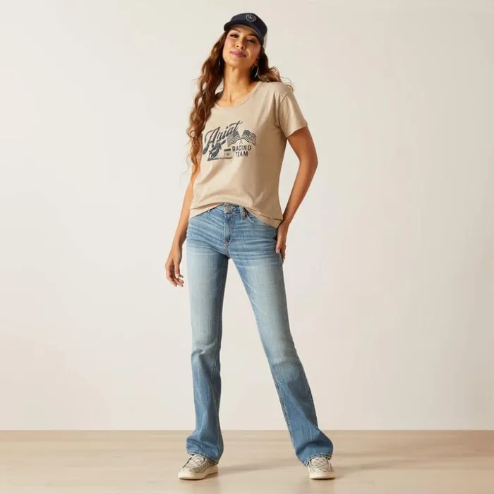 TShirts and Tops Women Ariat Ariat Racing Team TShirt Oatmeal Heather