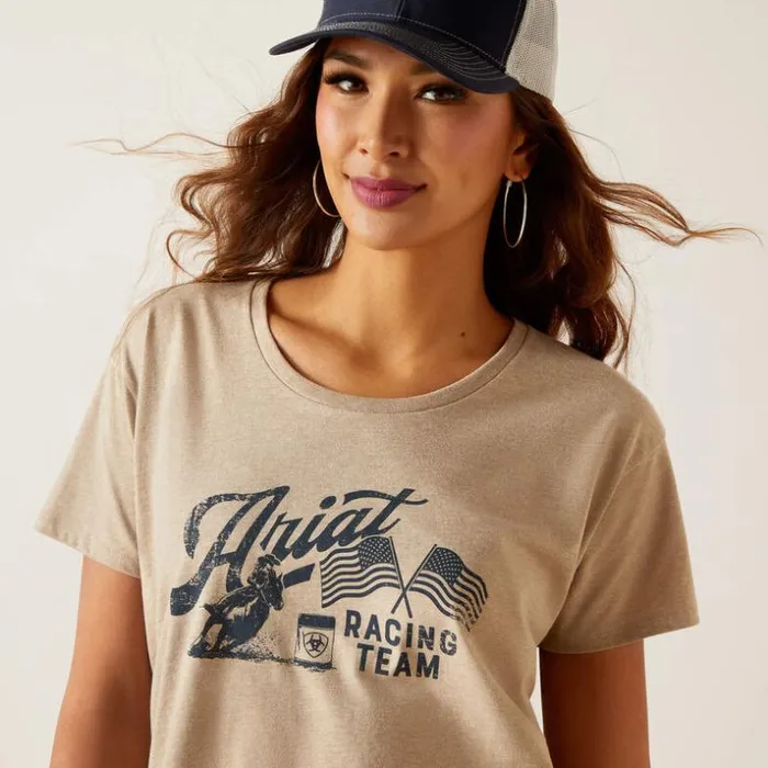 TShirts and Tops Women Ariat Ariat Racing Team TShirt Oatmeal Heather