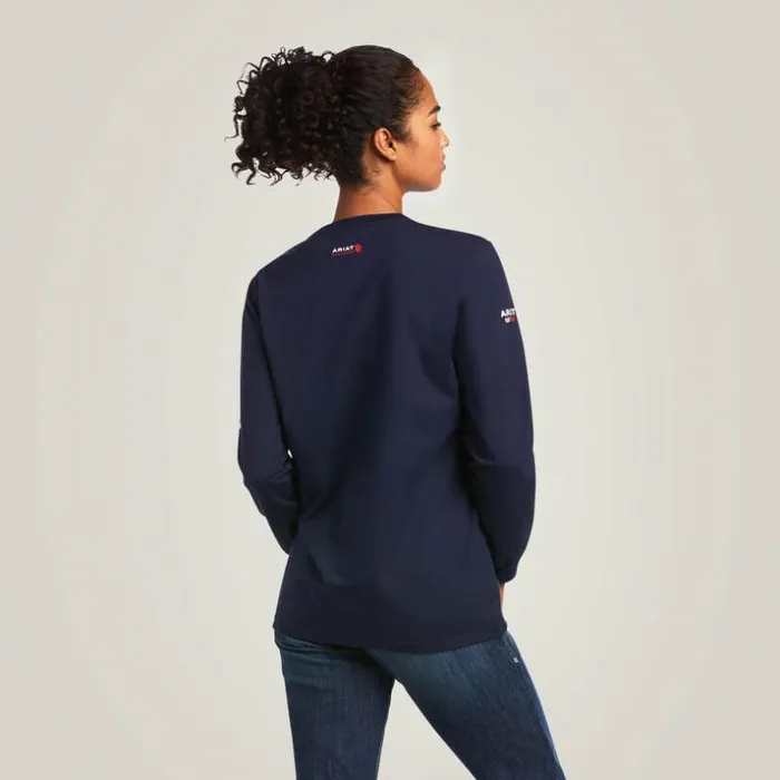 TShirts and Tops Women Ariat FR Stretch Logo TShirt Navyusa TShirts and Tops Women Ariat FR Stretch Logo TShirt Navyusa