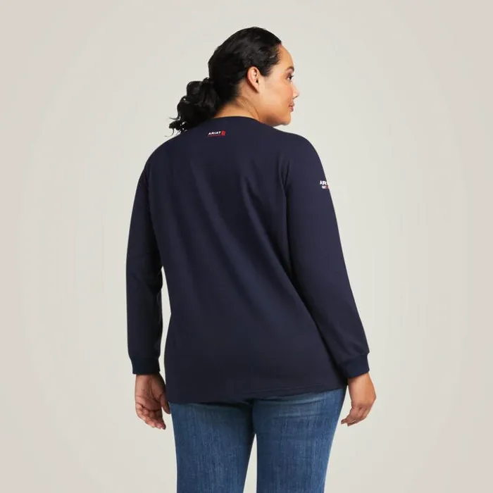 TShirts and Tops Women Ariat FR Stretch Logo TShirt Navyusa TShirts and Tops Women Ariat FR Stretch Logo TShirt Navyusa
