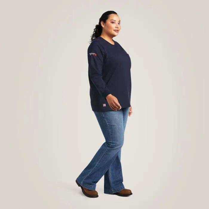 TShirts and Tops Women Ariat FR Stretch Logo TShirt Navyusa TShirts and Tops Women Ariat FR Stretch Logo TShirt Navyusa