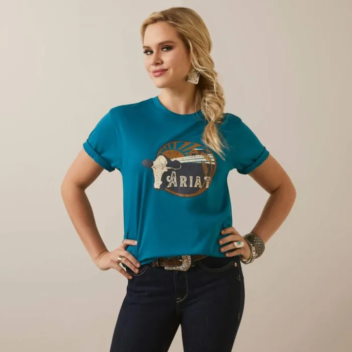 TShirts and Tops Women Ariat Heartland Tee Deep Lagoon