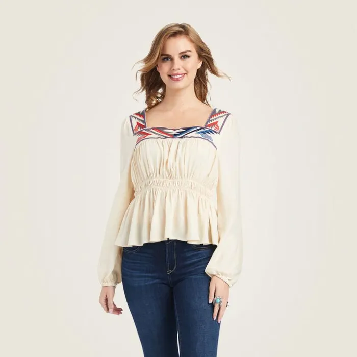 TShirts and Tops Women Ariat Jacquard Chimayo Top Buttercream