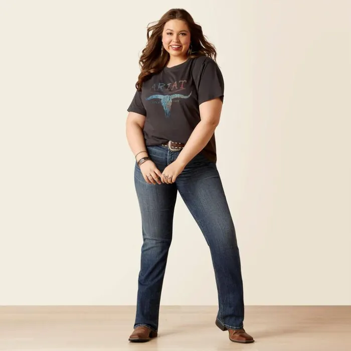 TShirts and Tops Women Ariat Patina Steer Tee Washed Black TShirts and Tops Women Ariat Patina Steer Tee Washed Black