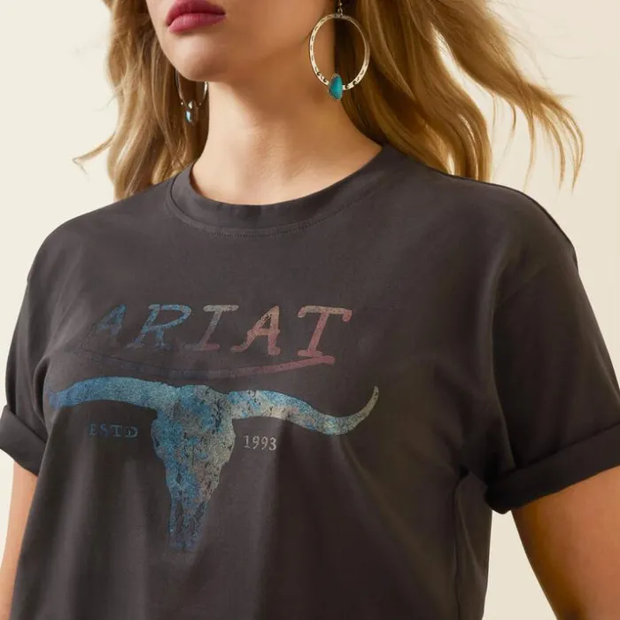 TShirts and Tops Women Ariat Patina Steer Tee Washed Black TShirts and Tops Women Ariat Patina Steer Tee Washed Black