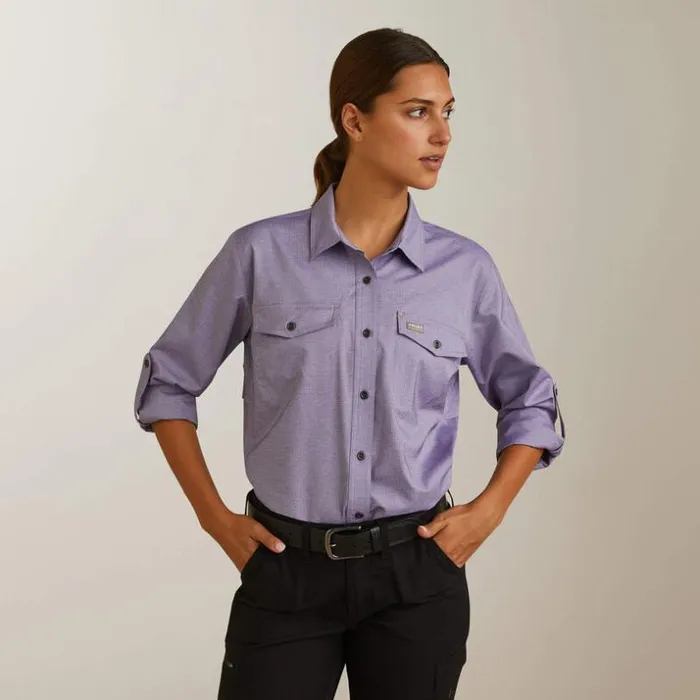 TShirts and Tops Women Ariat Rebar Made Tough VentTEK DuraStretch Work Shirt Corsican Blue Heather