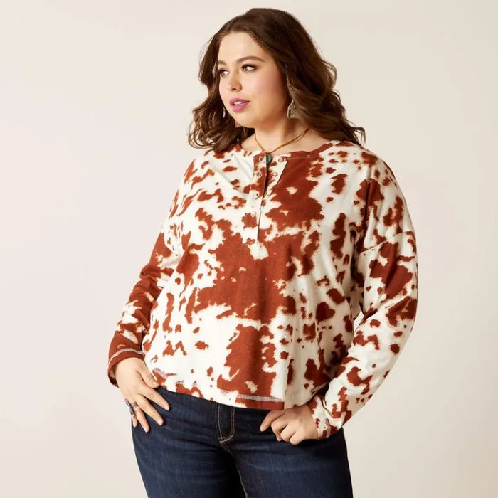 TShirts and Tops Women Ariat Relaxed Henley Top Paint TShirts and Tops Women Ariat Relaxed Henley Top Paint